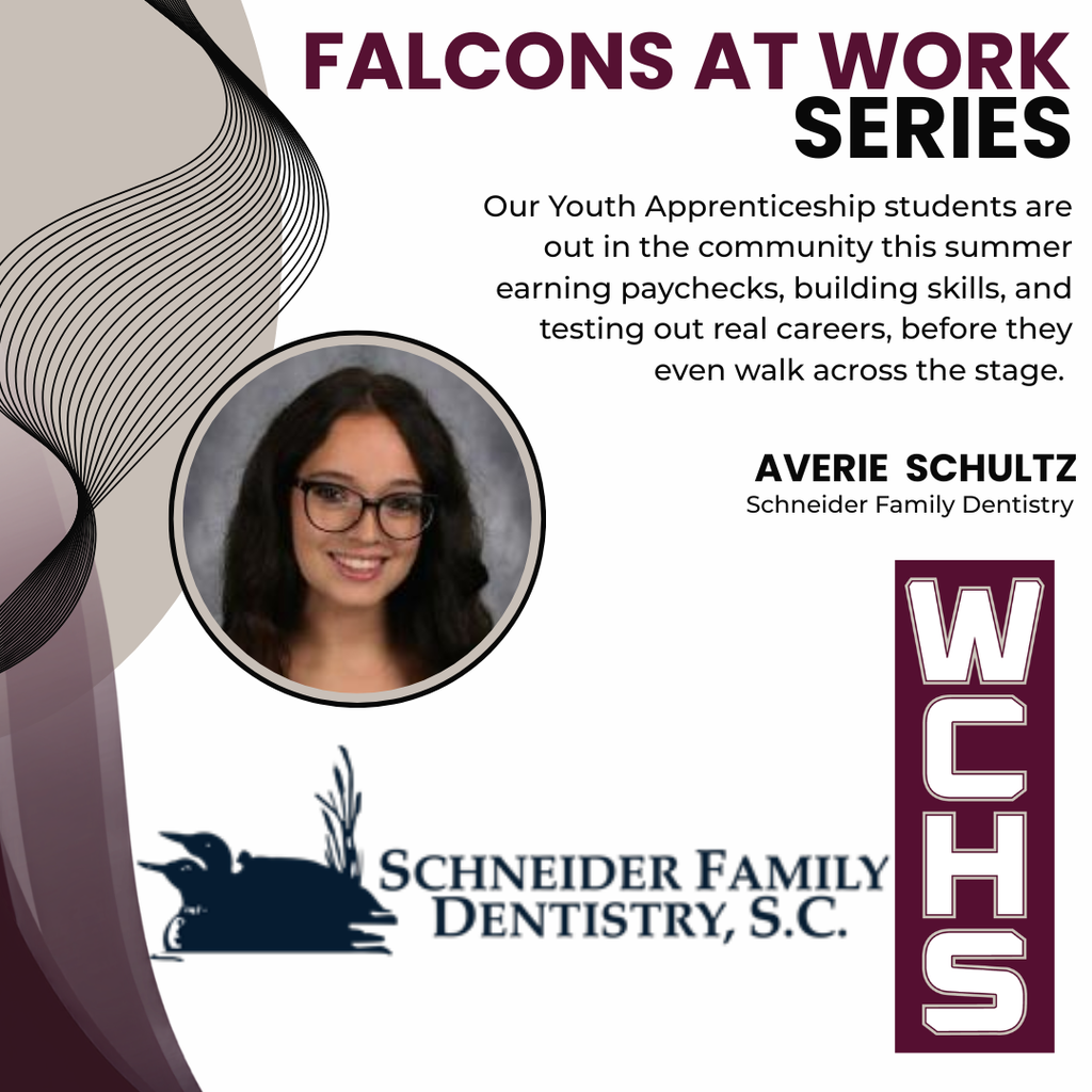 Our Youth Apprenticeship students are out in the community this summer earning paychecks, building skills, and testing out real careers, before they even walk across the stage. Averie  Schultz will be at Schneider Family Dentistry this summer!