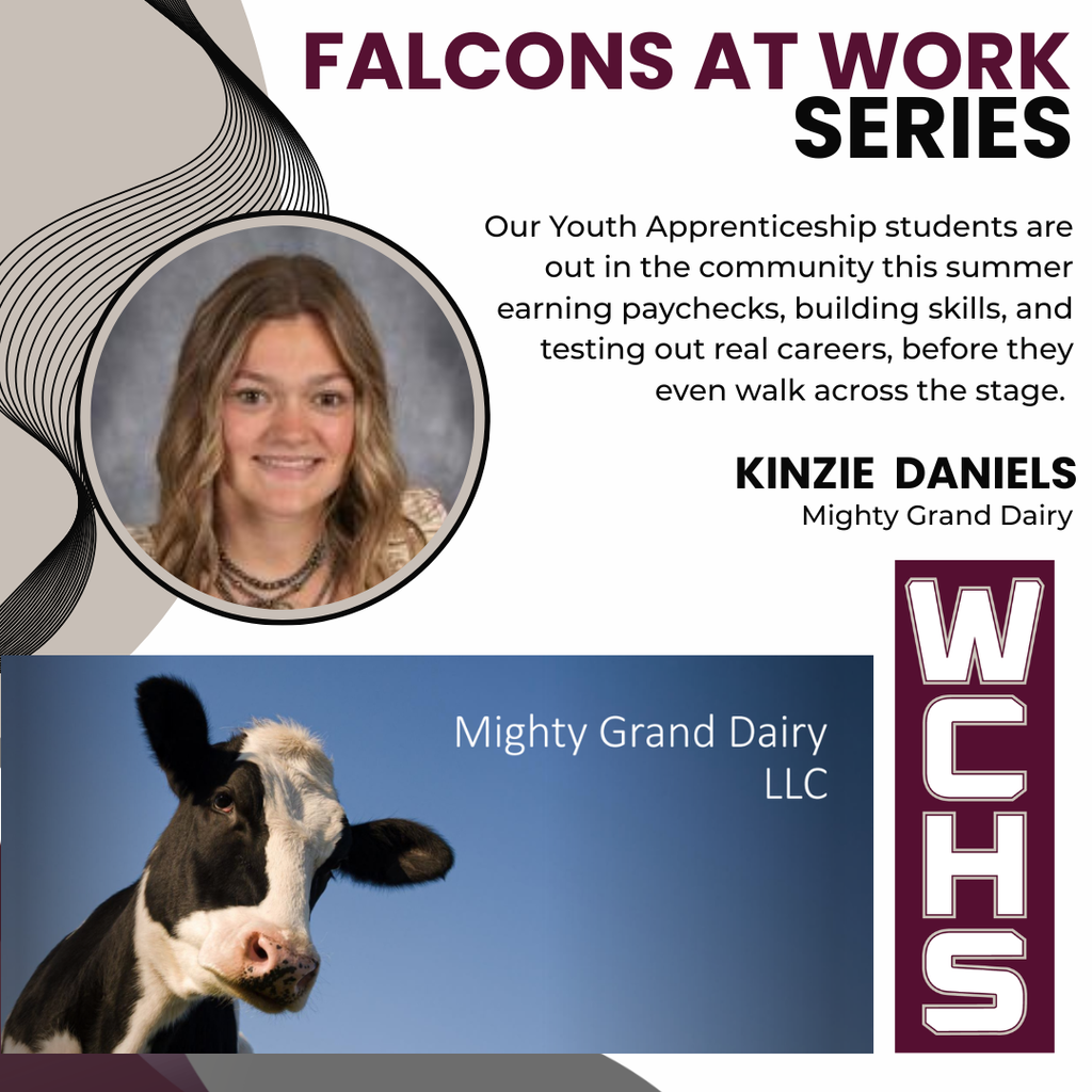Our Youth Apprenticeship students are out in the community this summer earning paychecks, building skills, and testing out real careers, before they even walk across the stage. Daniels, Kinzie will be at Mighty Grand Dairy LLC this summer!