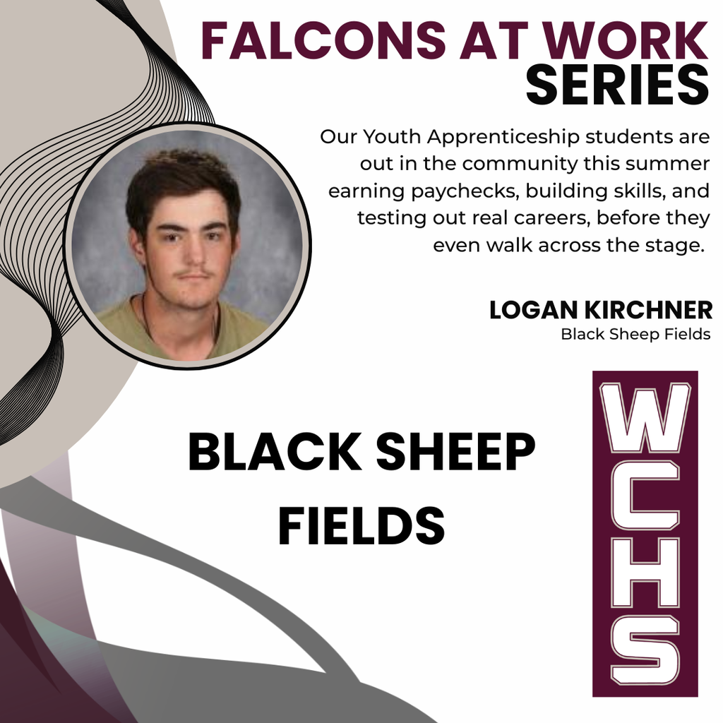 Our Youth Apprenticeship students are out in the community this summer earning paychecks, building skills, and testing out real careers, before they even walk across the stage. Logan Kirchner  will be at Black Sheep Fields this summer! 