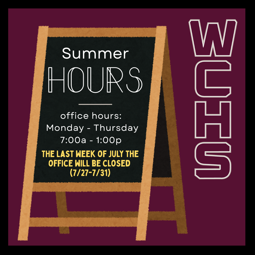 Office summer hours are here Monday - Thursday 7:00am - 1:00pm with the exception of the last week of July the office will be closed (7/27-7/31)