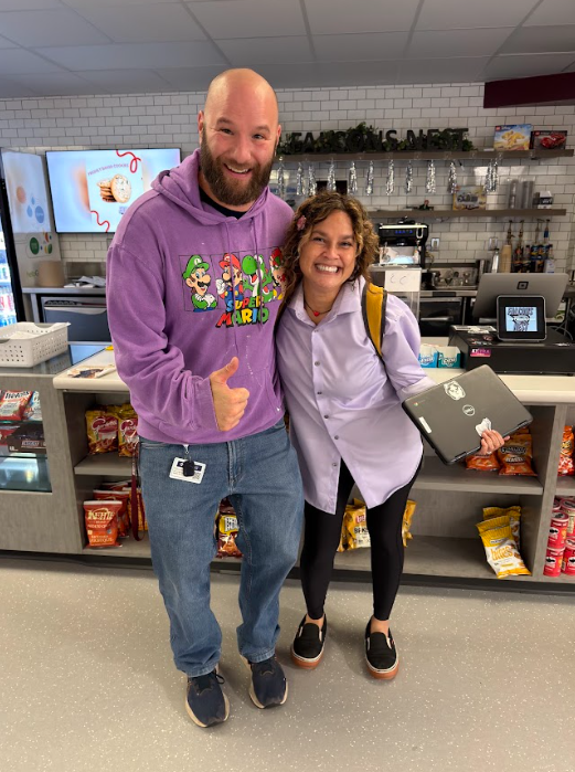 Staff in purple