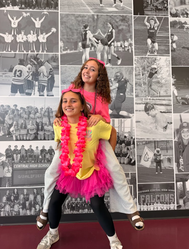 Students in neon and beads