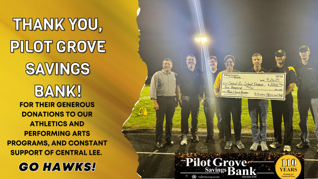 Thank you Pilot Grove Savings Bank 9-26-25