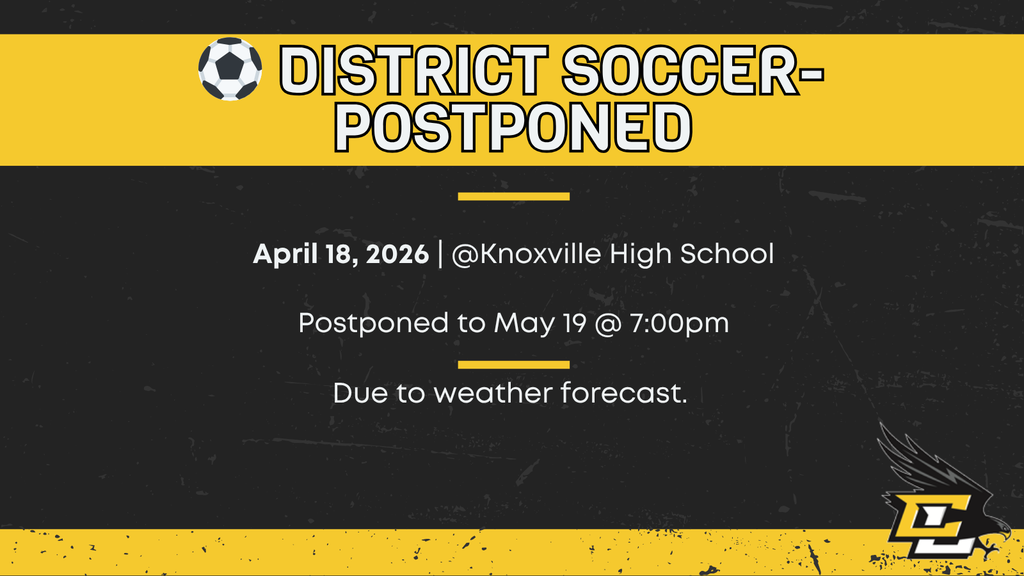 Boys District Soccer Postponed 5-18-26