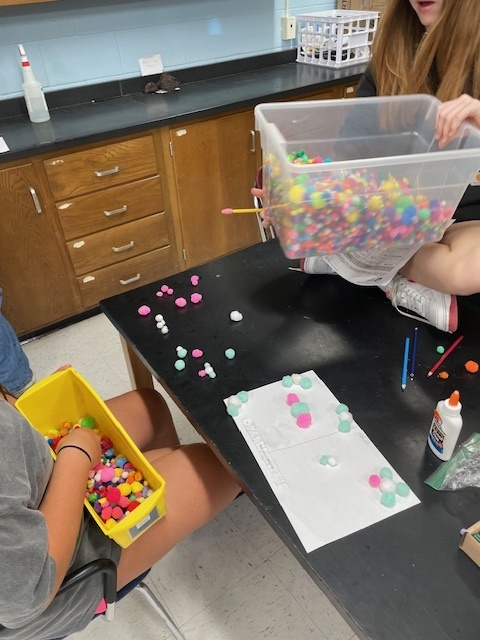 8th grade models balancing chemical equations using Pom Poms