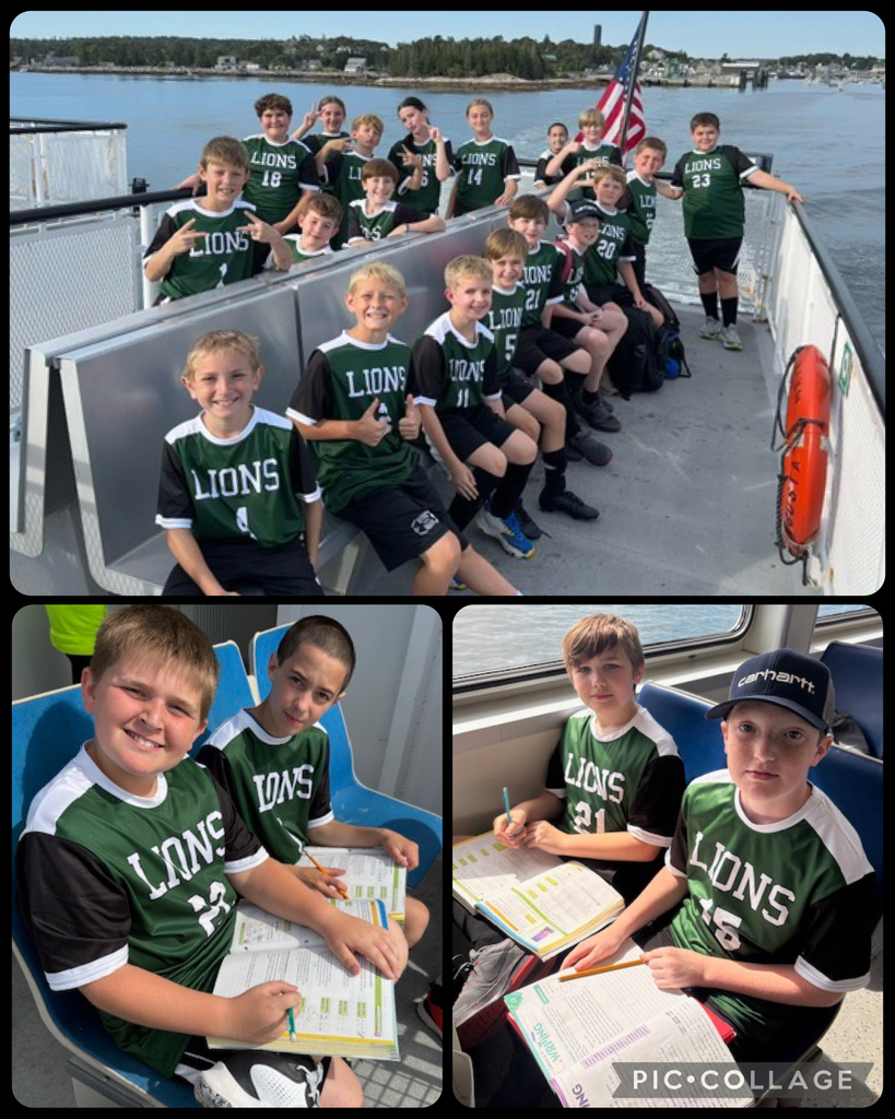 Kids travel by ferry to an island