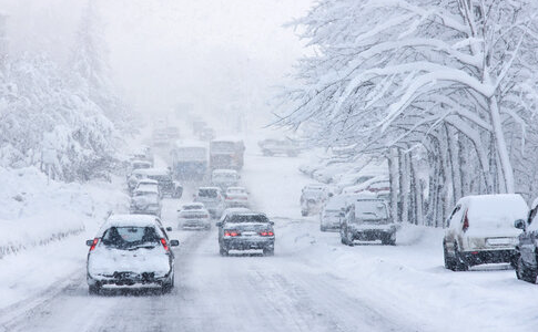 cars on snowy roads