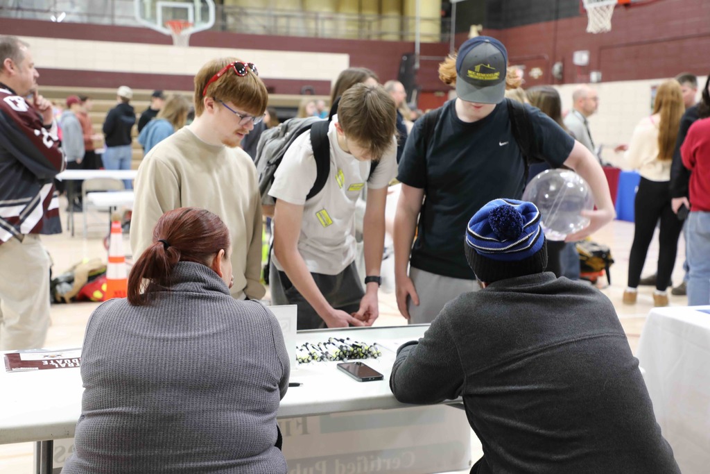 Students at booth