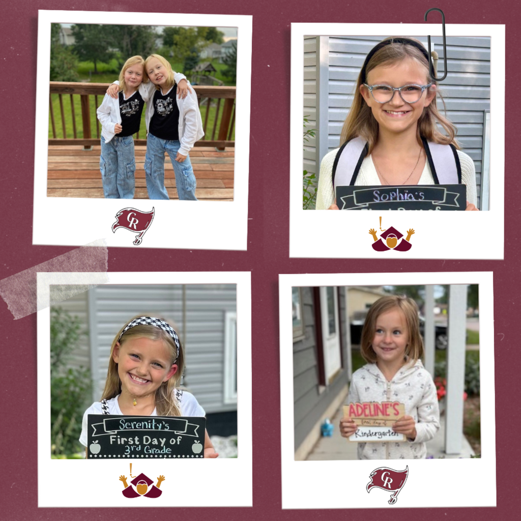 students smiling for first day photos