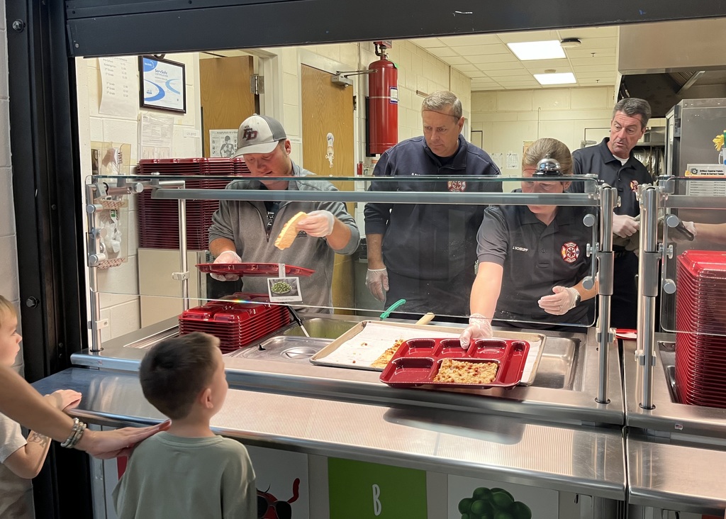 Firefighters helping with lunch