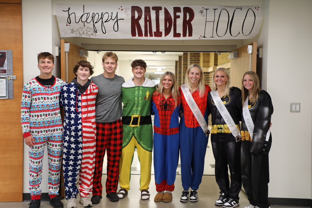 A group of high school students on Homecoming dress up day