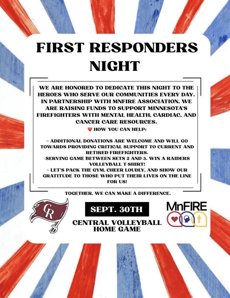 Flyer for First Responders night at the volleyball game