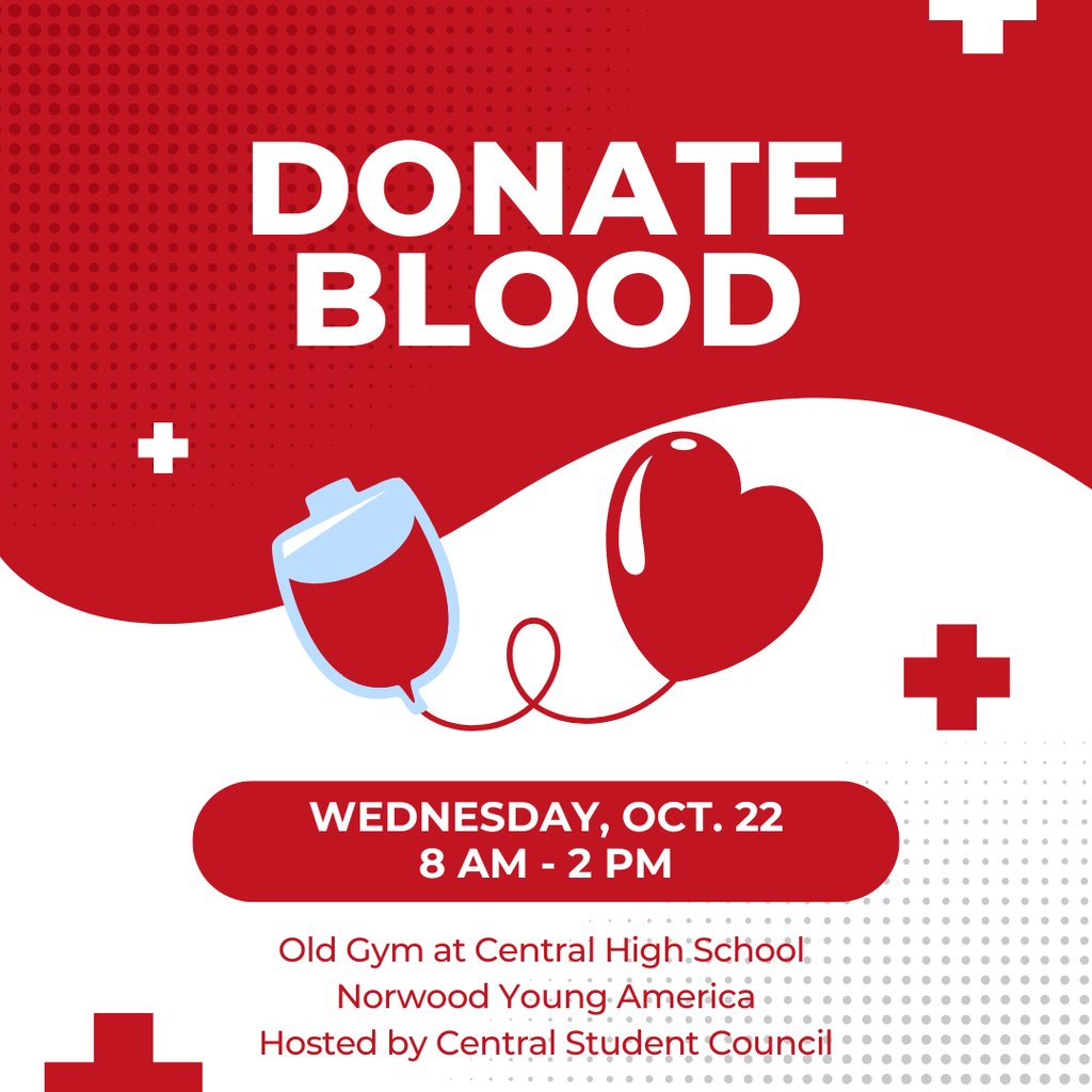 donate blood, oct. 22, old gym at central high school, hosted by central student council
