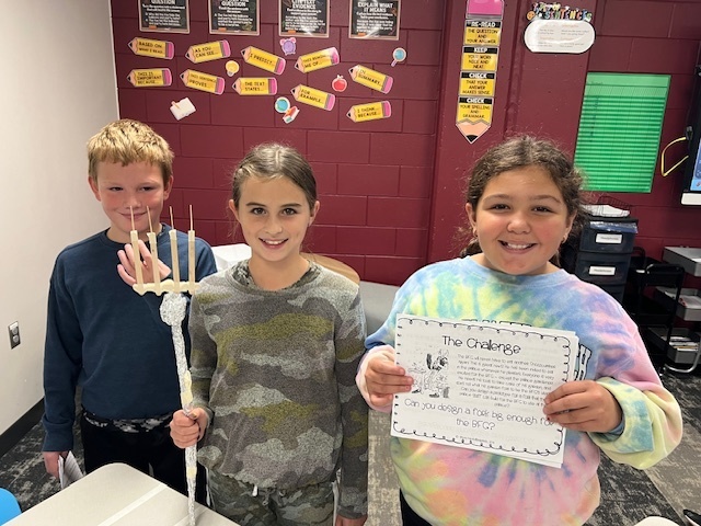 students with creations from BFG book project