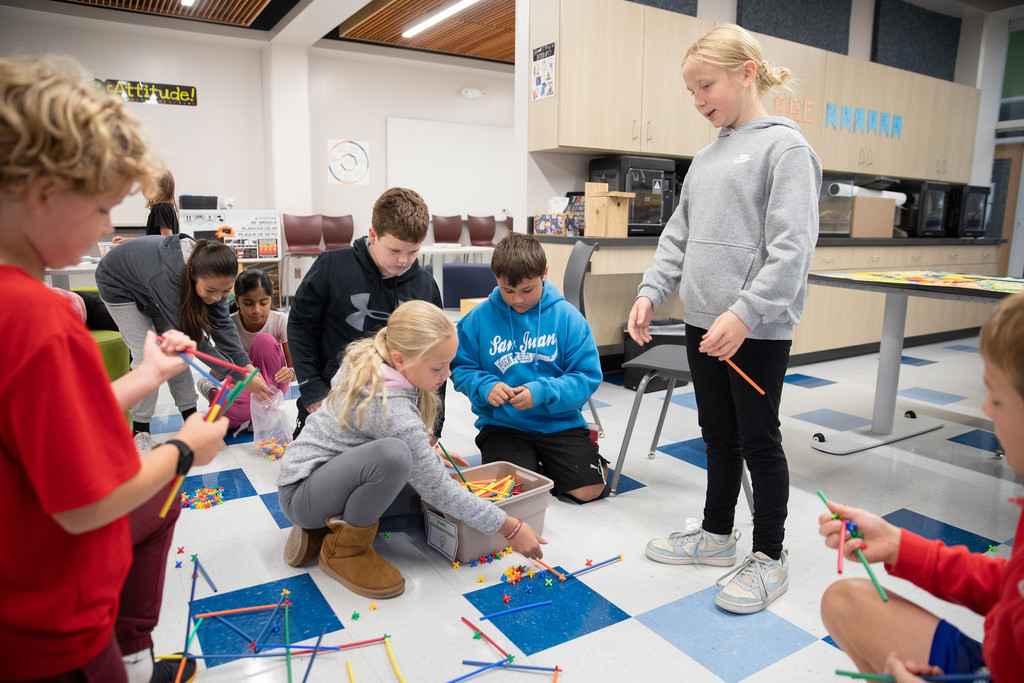 students working together in steam class