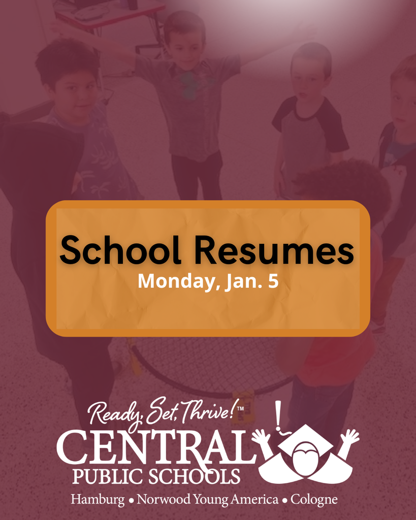 school resumes monday, jan. 5, central public schools