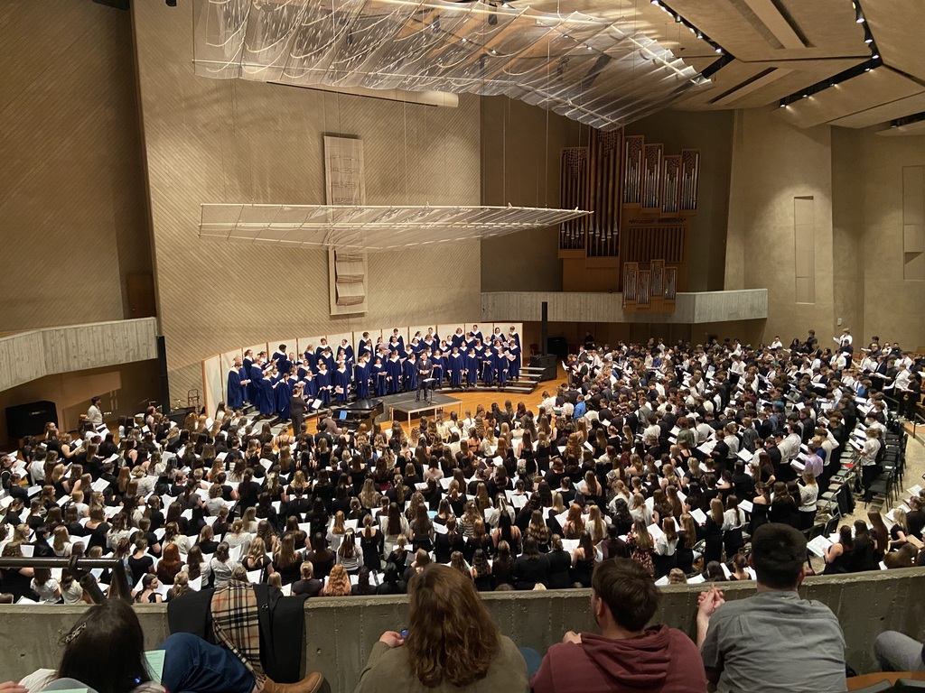 choir students performing to audience