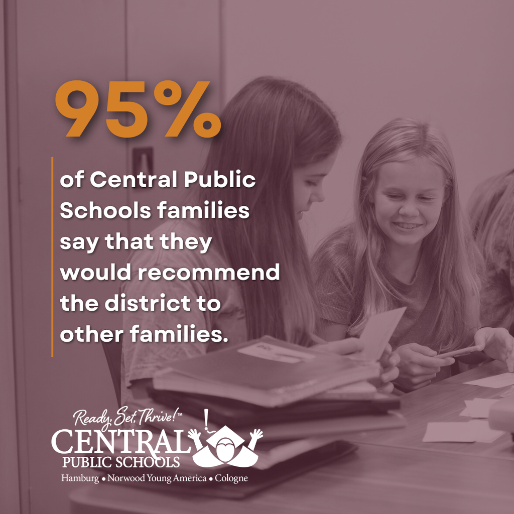 95% of central public schools families say that they would recommend the district to other families
