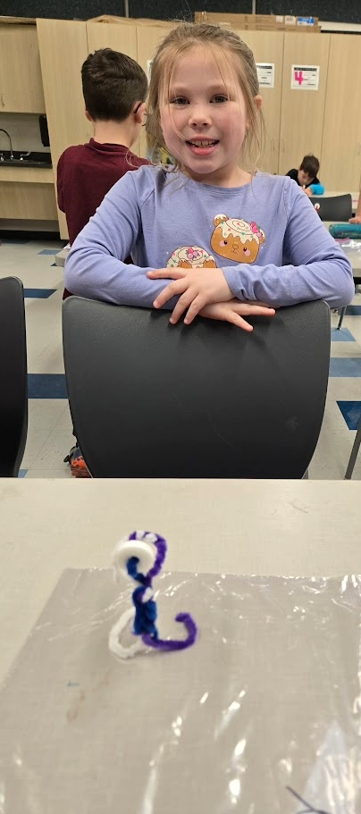 student created figure skater with pipe cleaner and lifesaver mint