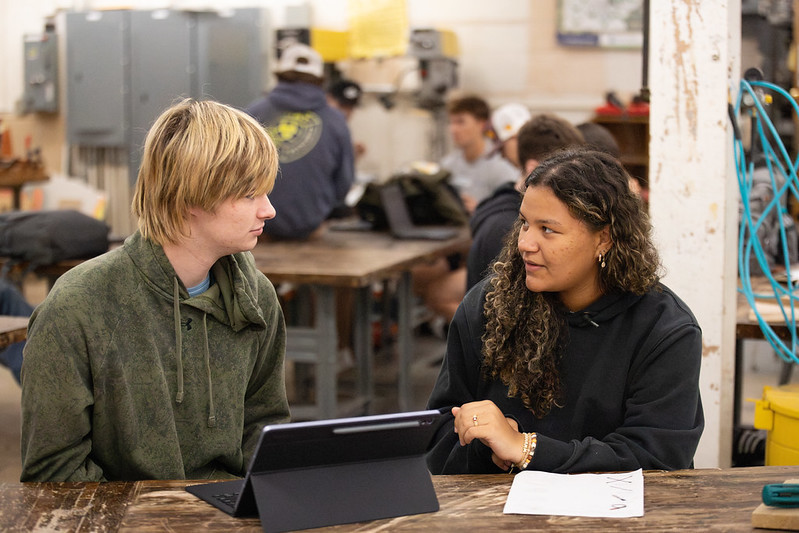 students working together in class