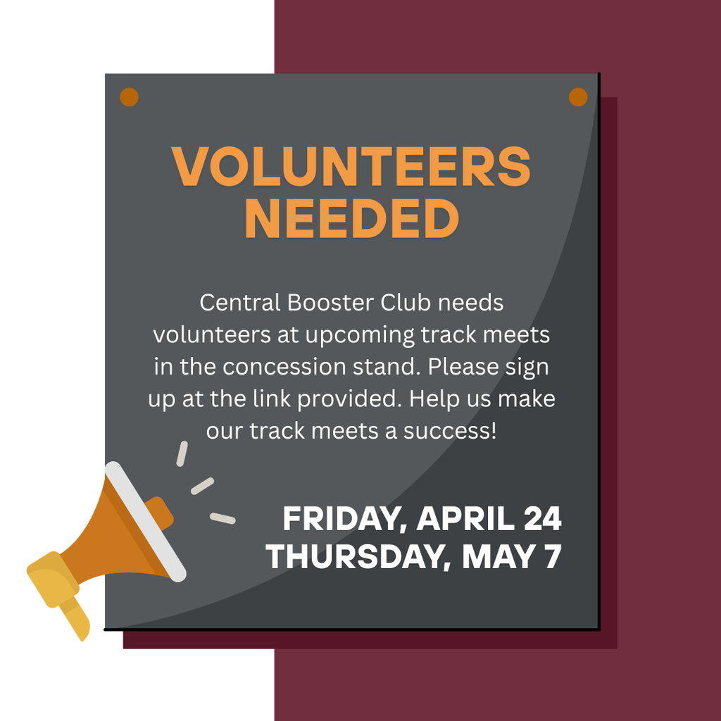 volunteers needed for track concessions, april 24 and may 7