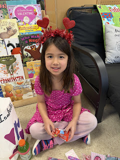 kindergartener on valentines day
