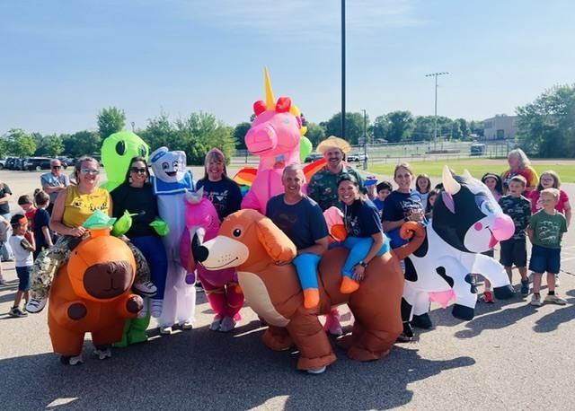 staff dressed in inflatables