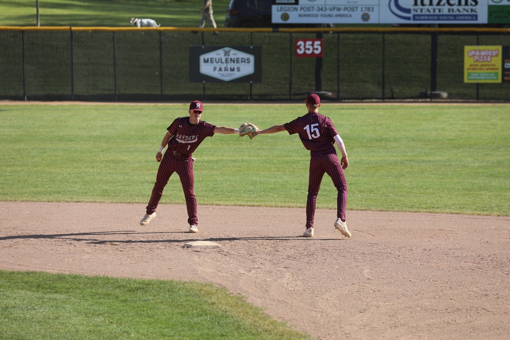 baseball players high fiveing