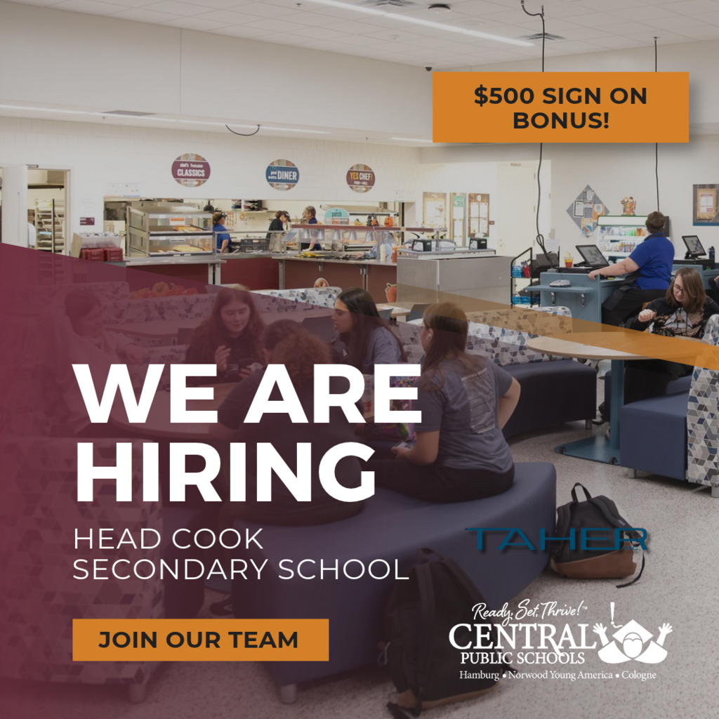 we are hiring, head cook secondary school, join our team, $500 sign on bonus