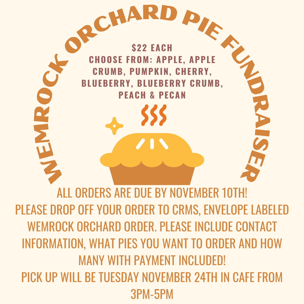 Wemrock Orchard Pie Fundraiser!