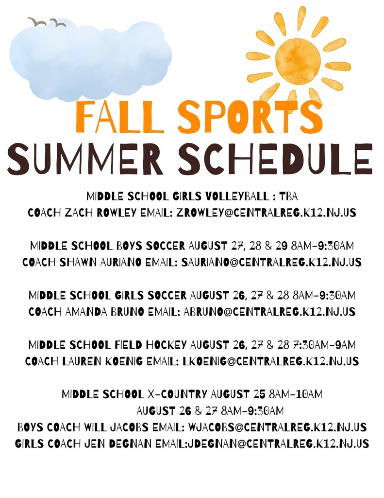 Fall Sports Summer Schedule!