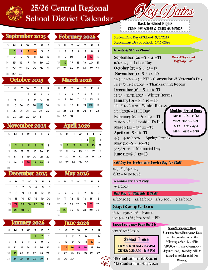 Official 2025-2026 School Calendar (Revised 8/13/2025)
