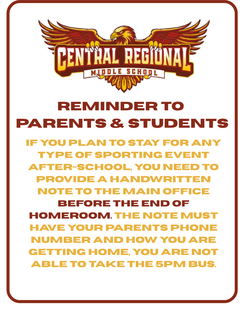 Important Information reminders for CRMS Parents and Students!
