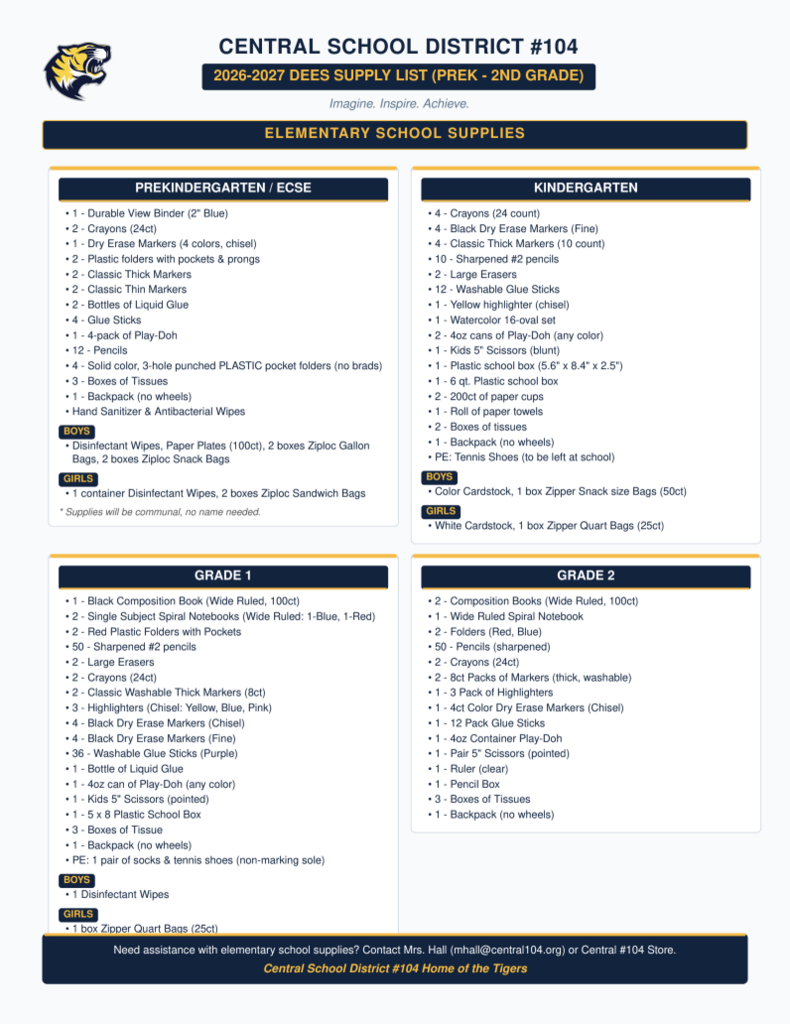 School Supply Lists