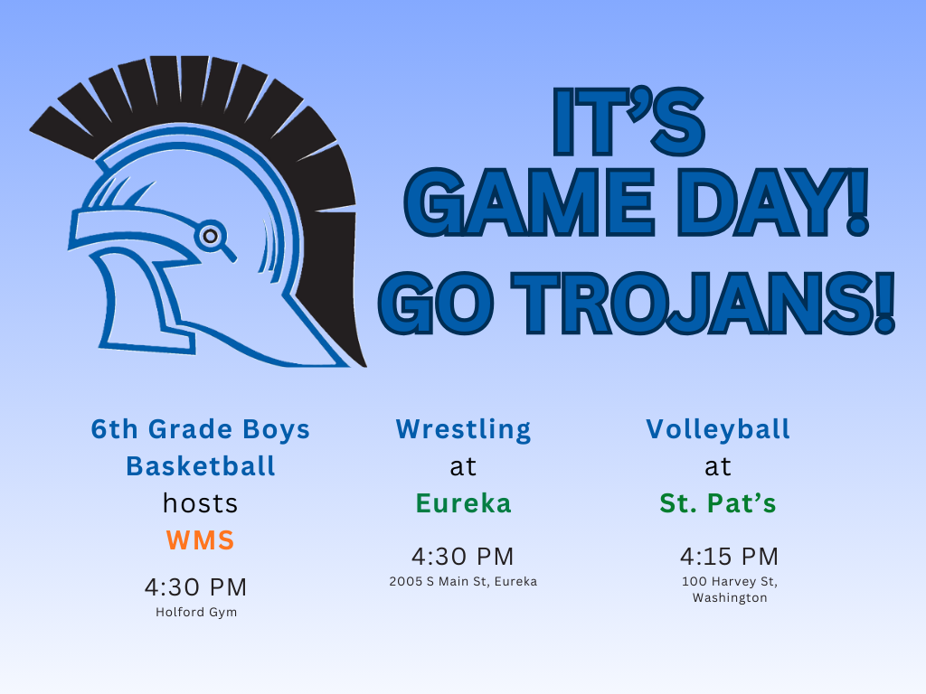 Game Day Schedule for Thursday, February 12. GO TROJANS!