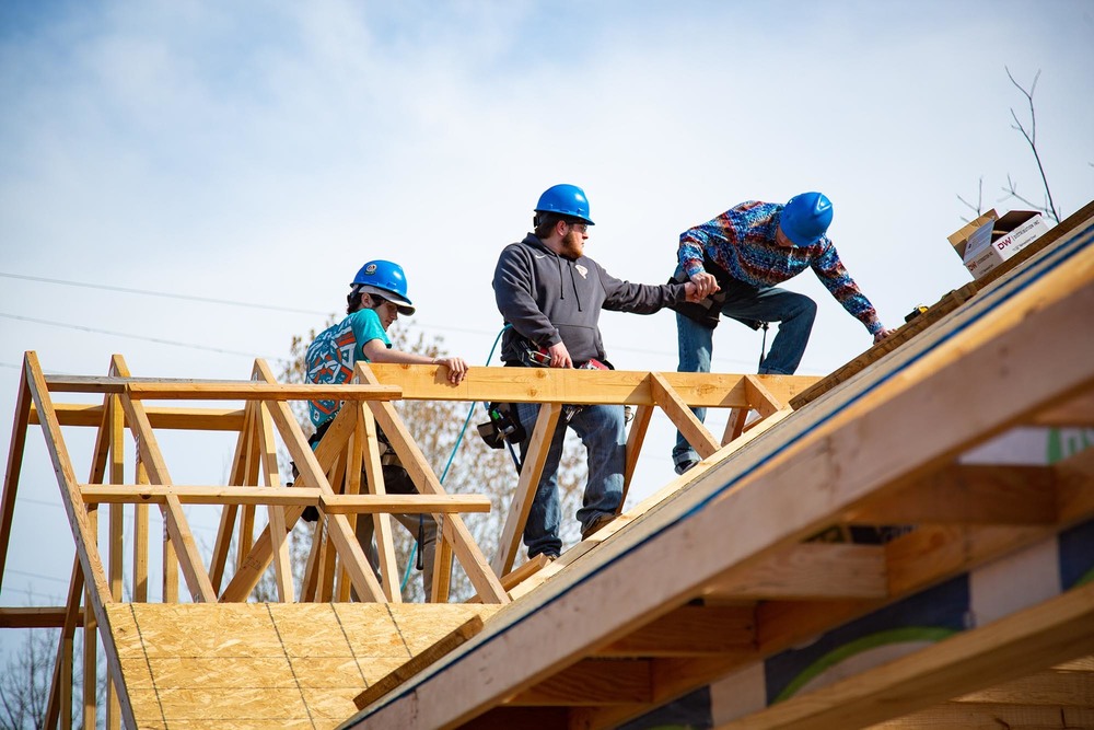 Central Tech Construction students building a house in Oklahoma