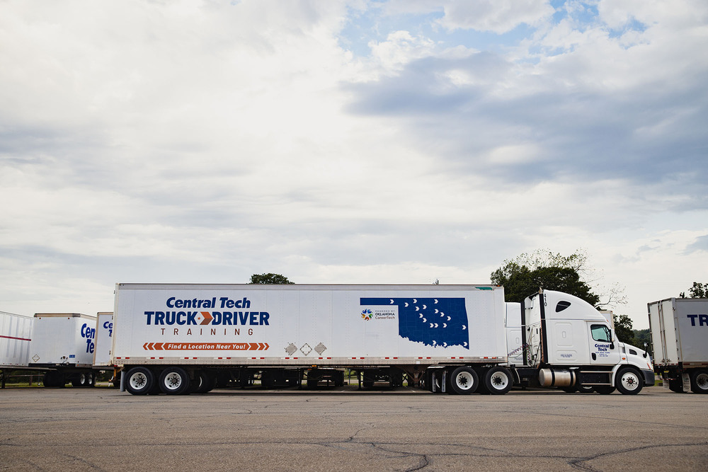 central tech truck driver training semi with statewide branding