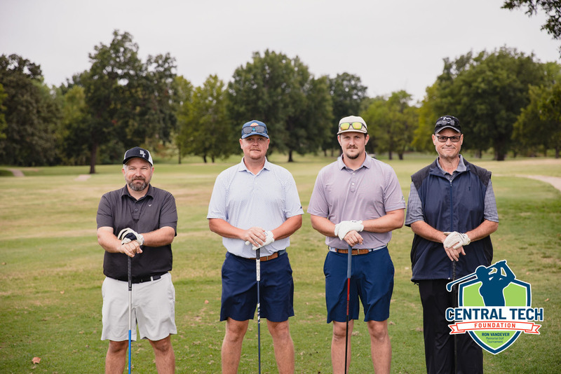 four men representing Payne County Bank at the Central Tech Foundation Golf Tournament