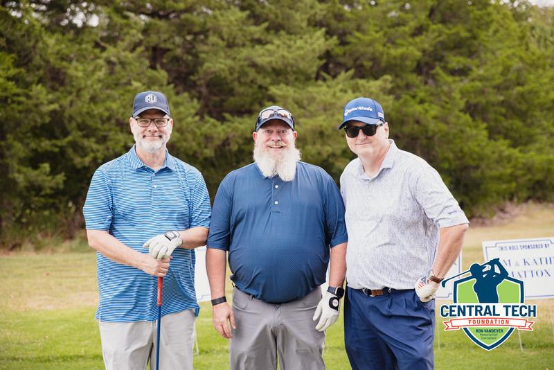 four men representing RCB Bank at the Central Tech Foundation Golf Tournament