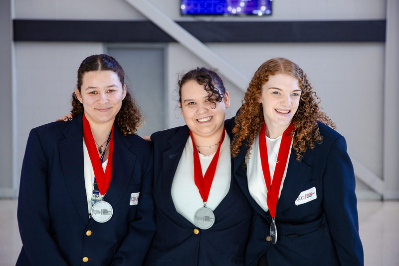 2nd place in Broadcast Team (PS) was (L-R) T’Sifra Parsons, Bristow; Clair Robinette, Cushing; Layla Hicks, Mannford.