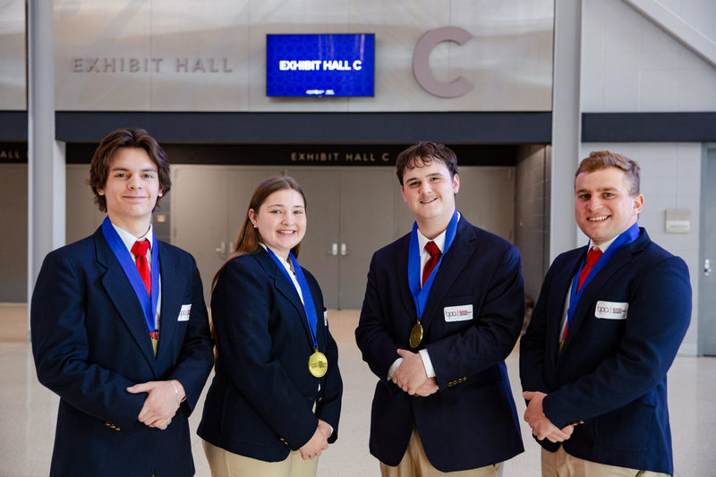1st place in Financial Analyst Team (S) was (L-R) Kadyn Lamm, Bristow; Eden Stromski, Jennings; Tegan Fine, Stroud; Noah Gosney, Jennings.