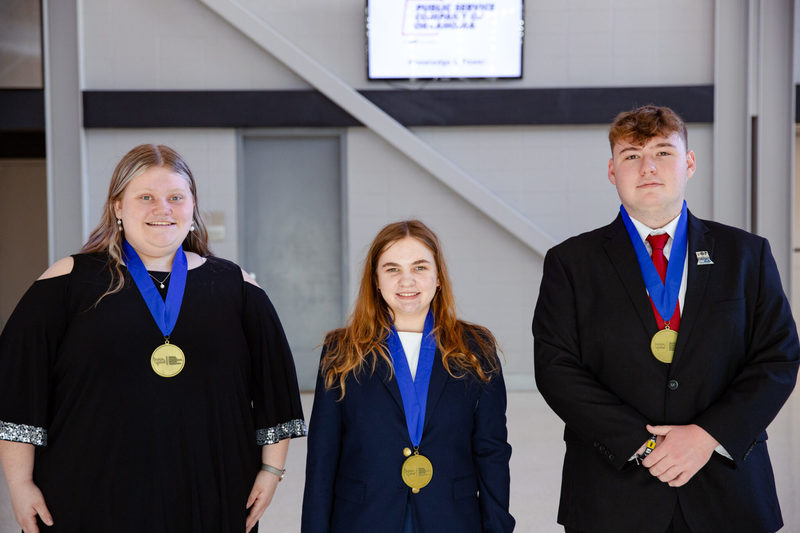 1st place in Presentation Team (S) was (L-R) Edie Tillery, Sapulpa; Kylie Carson, Eagle Point; Josh Hallford, Eagle Point.