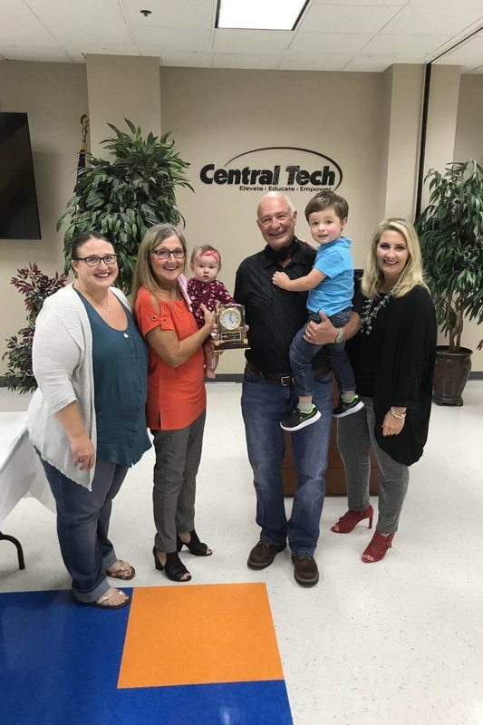 L to R: Mindy Pitts, Janet Pitts, Lela Cooper, Dr. Richard Pitts, Dax Cooper, and Skye McNeil, OkACTE executive director. 
