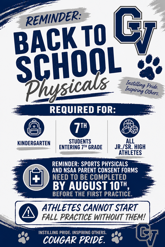 School Physical Forms required for Kindergarten, 7th grade and All Athletes