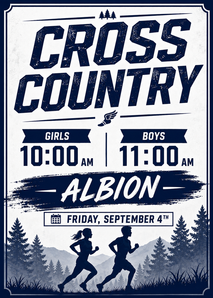 🏃♀️🏃♂️ CROSS COUNTRY MEET! 🏃♂️🏃♀️ The Central Valley Cougars are headed to Albion for a Cross Country Meet! 💪 📅 Date: Friday, September 4th 📍 Location: Albion 🏃♀️ Girls – Varsity & Junior High: 10:00 AM 🏃♂️ Boys – Varsity & Junior High: 11:00 AM Come out and cheer on our Cougars as they hit the course! 🐾💙 GO COUGARS! 🐾
