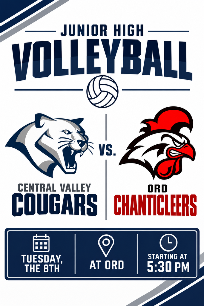 🏐 Junior High Volleyball 📍 Location: Ord High School – Old Gym 📅 Date: Tuesday, September 8th ⏰ First game begins: 5:30 PM