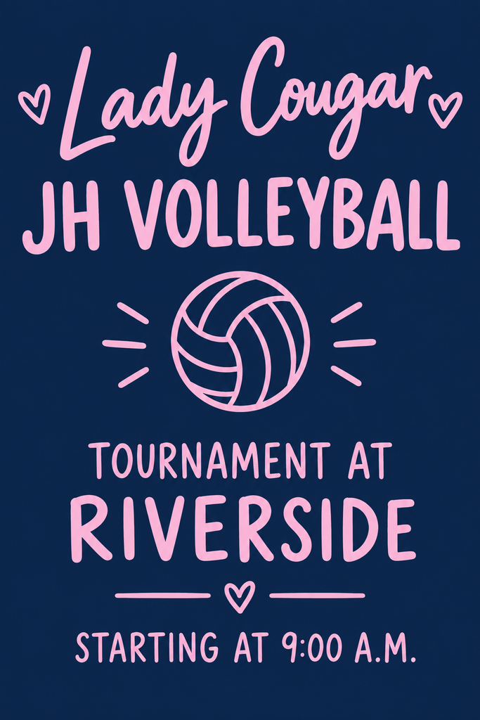 🏐🐾 Tournament time for our Junior High Lady Cougars! Central Valley heads to Riverside for a day of volleyball! The tournament begins at 9:00 a.m., and our girls play at 10:00 a.m. against Newman Grove/St. Ed. 💙🤍 📍 Riverside ⏰ Lady Cougars’ match: 10:00 a.m. 🏐 Opponent: Newman Grove/St. Ed Come cheer on our girls and bring that Cougar spirit! Let’s go, Lady Cougars! 🐾 #GoCougars #LadyCougarVolleyball #CentralValley
