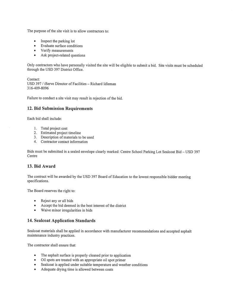 Sealed Bids Parking Lot Crack Sealing, Sealcoating, and Striping