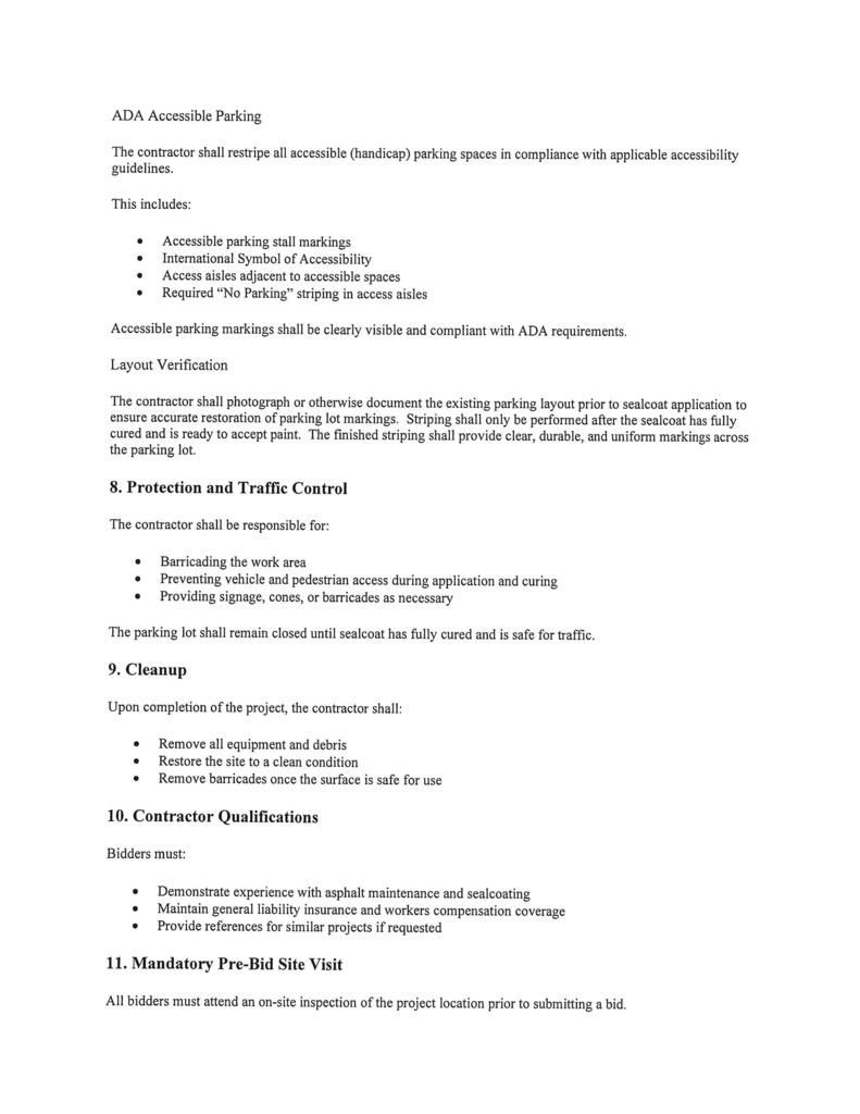 Sealed Bids Parking Lot Crack Sealing, Sealcoating, and Striping