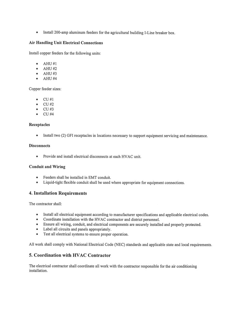 Sealed Bids Electrical Work-Gymnasium Air Conditioning